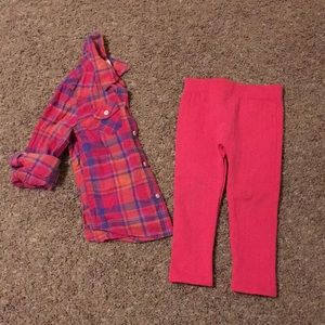 Bundle long sleeve plaid / fleece lined legging.